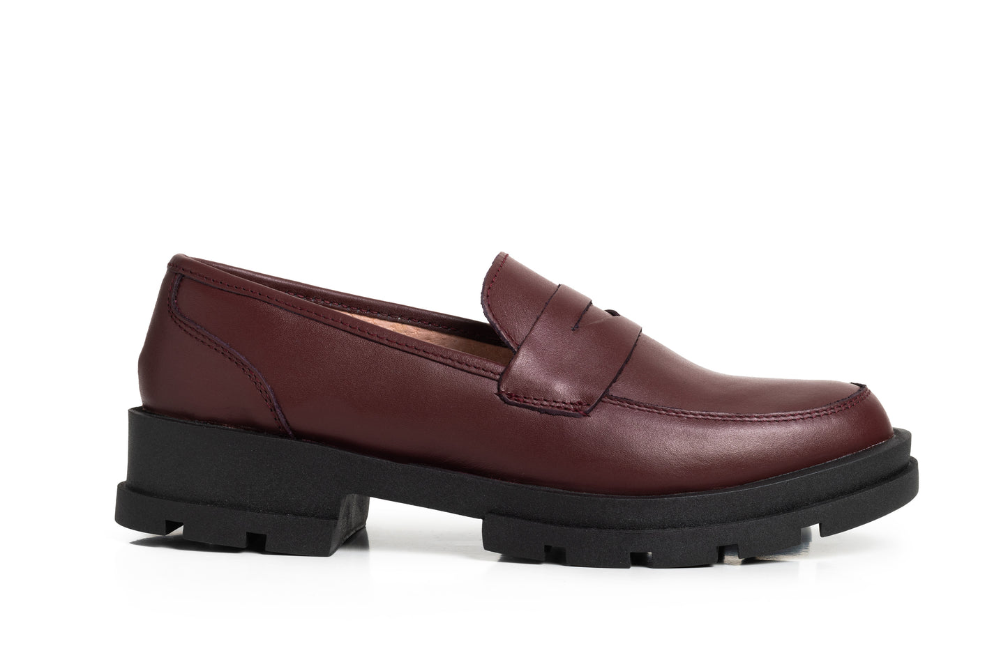 Mocasines de piel vino