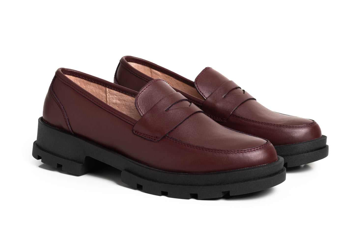 Mocasines de piel vino