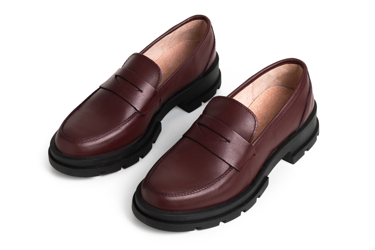 Mocasines de piel vino