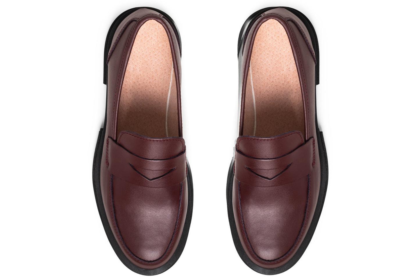 Mocasines de piel vino