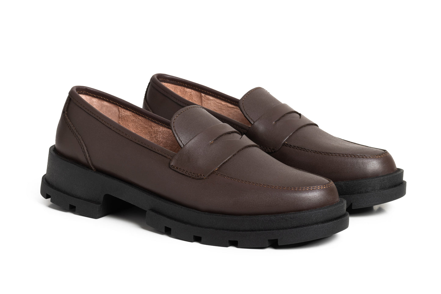 Mocasines de piel café