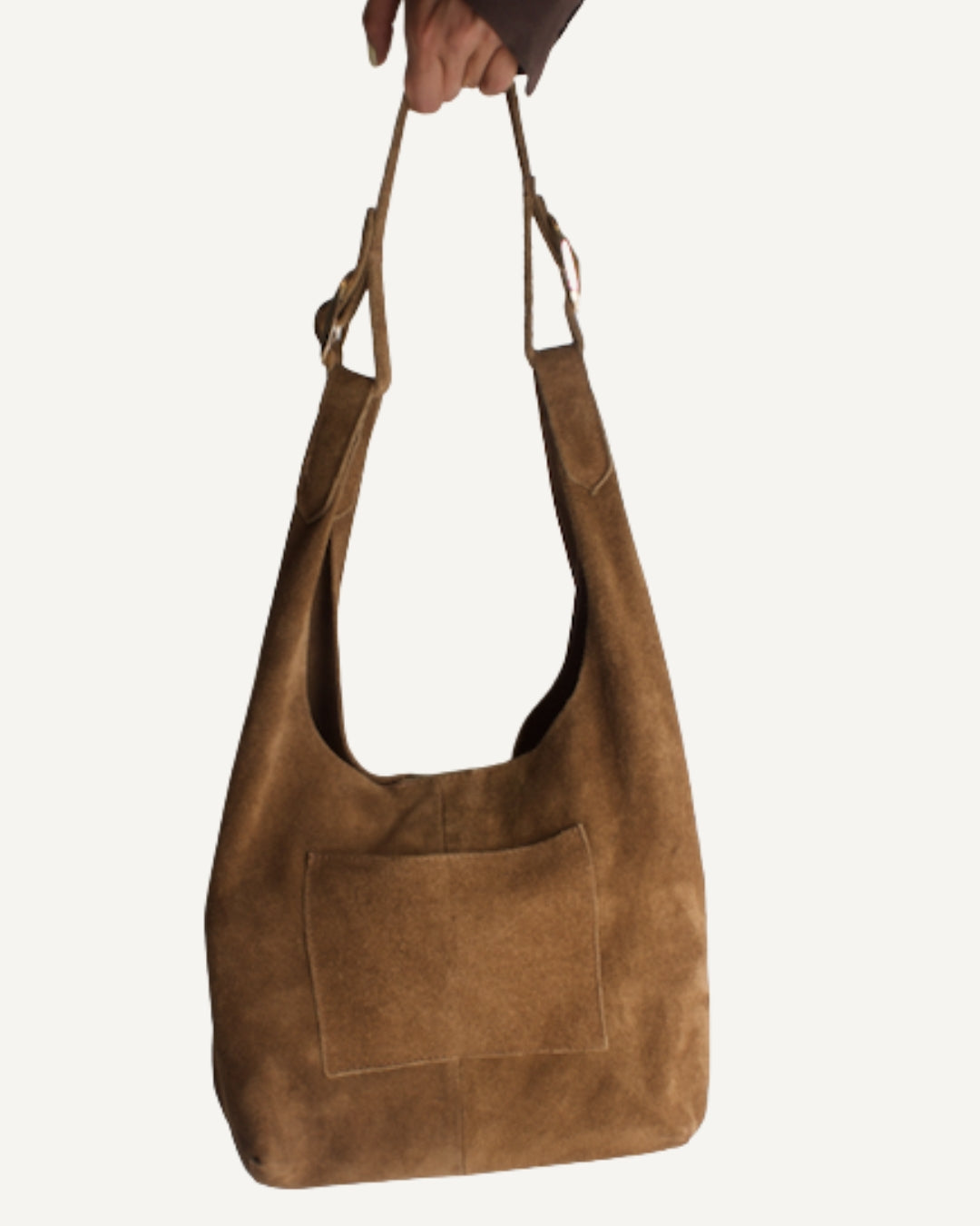 Tote bag de piel de gamuza canela