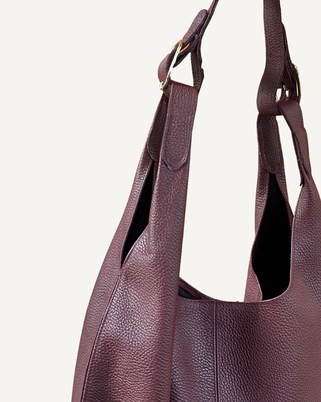 Tote bag de piel color vino