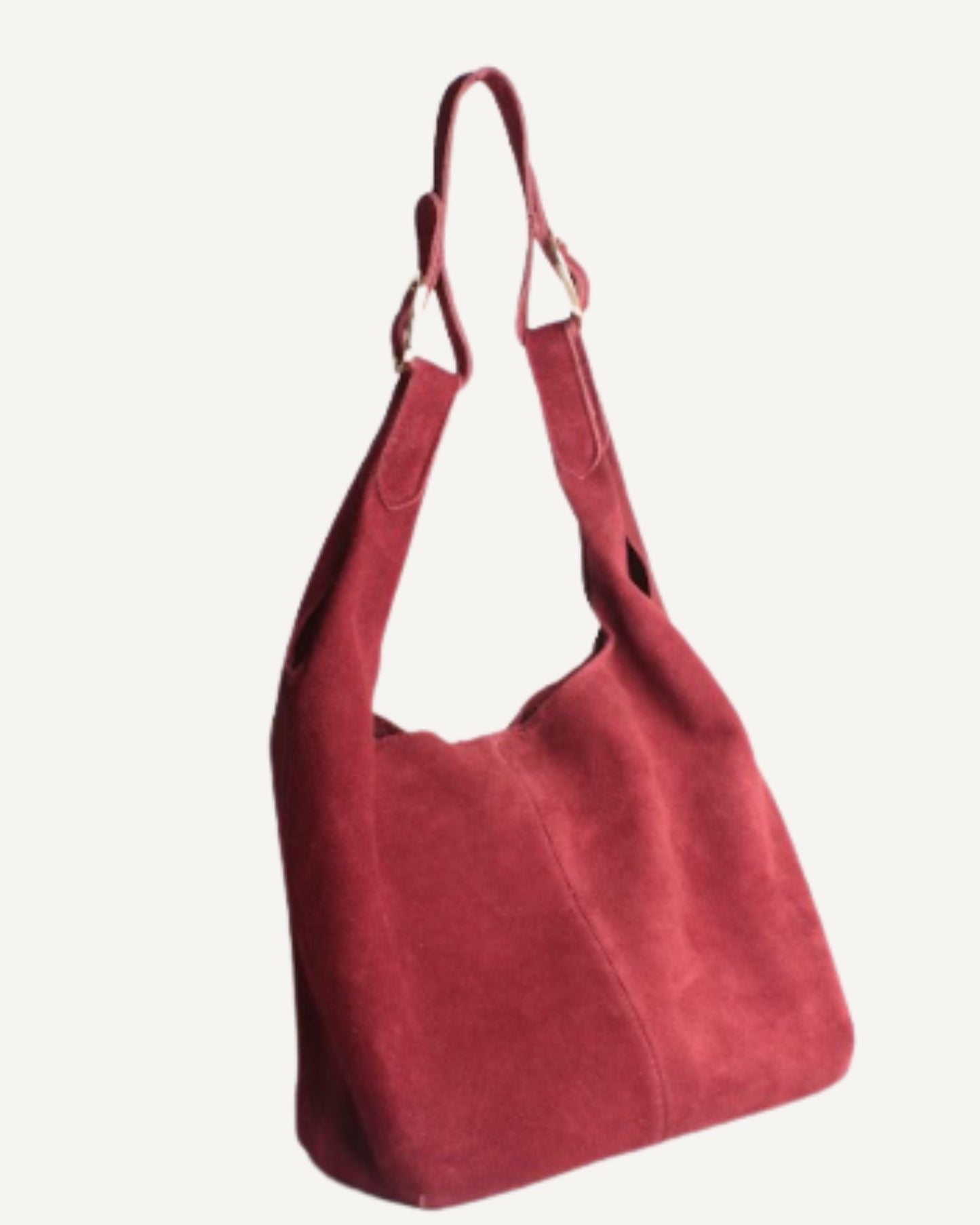 Tote bag de piel de gamuza cherry