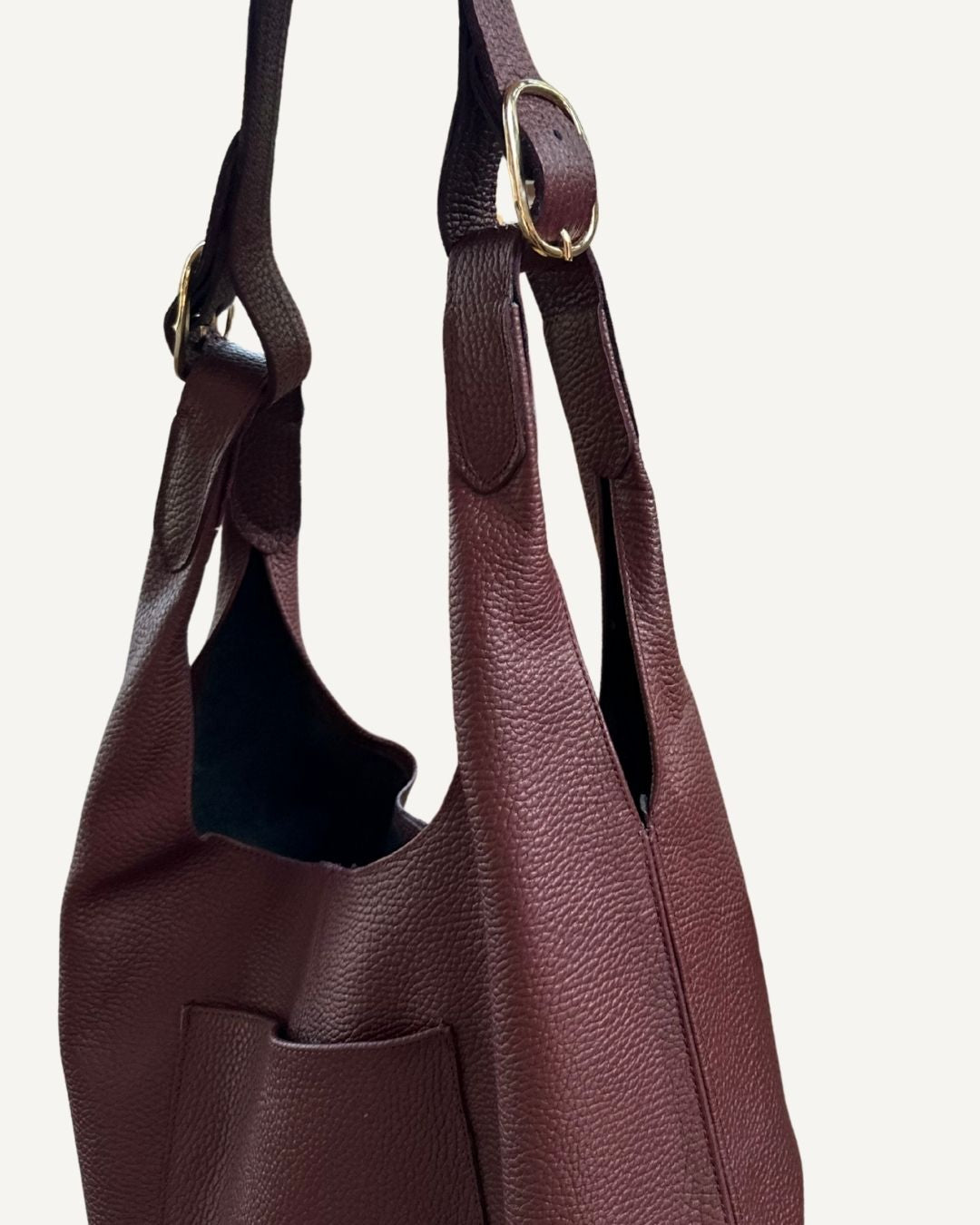 Tote bag de piel color vino