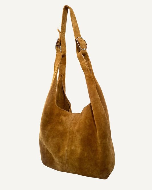 Tote bag piel de gamuza color golden milk
