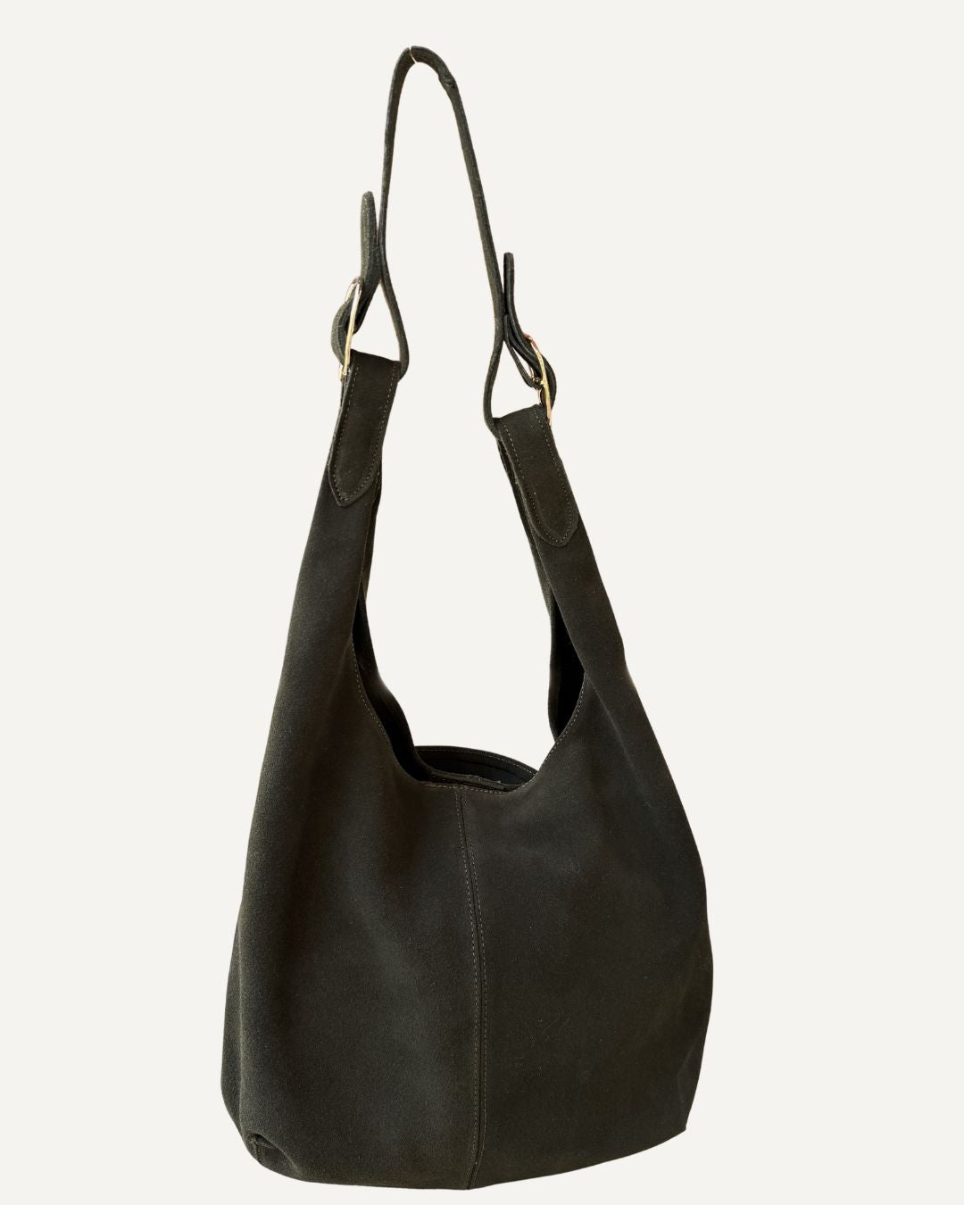 Tote bag de piel de gamuza verde olivo