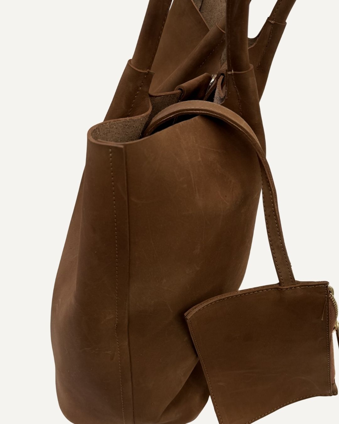 Tote bag XL piel nobuck color miel