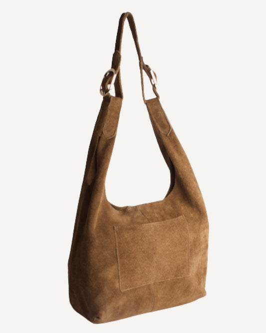 Tote bag de piel de gamuza canela