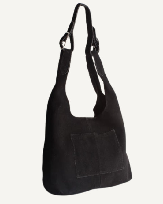 Tote bag piel de gamuza negra