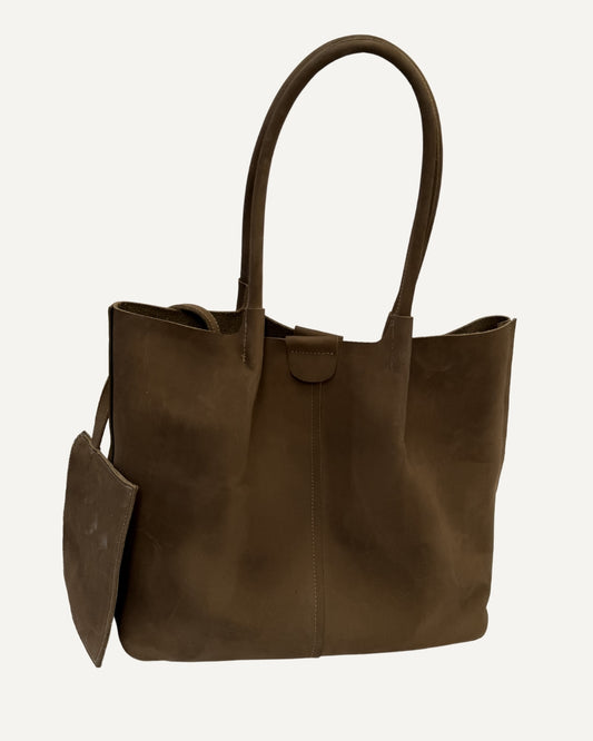 Tote bag XL piel nobuck topo