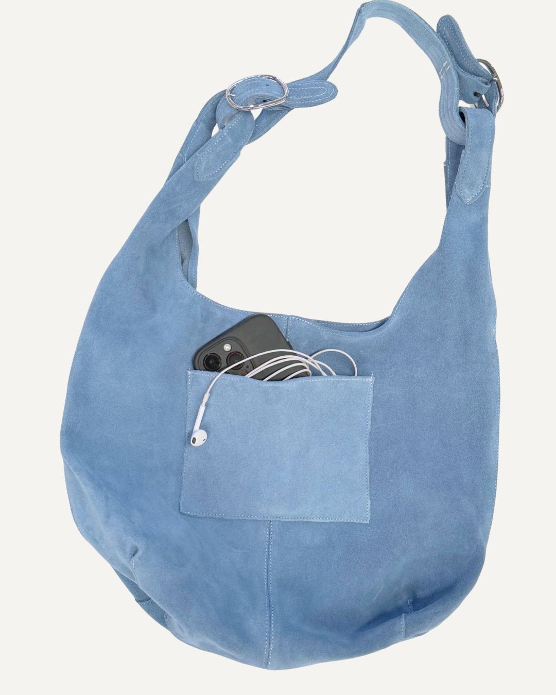 Tote bag de piel de gamuza color nube