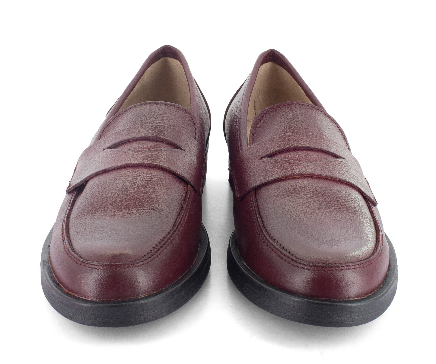 Mocasín de piel vino suela delgada