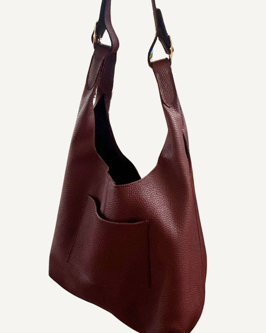 Tote bag de piel color vino