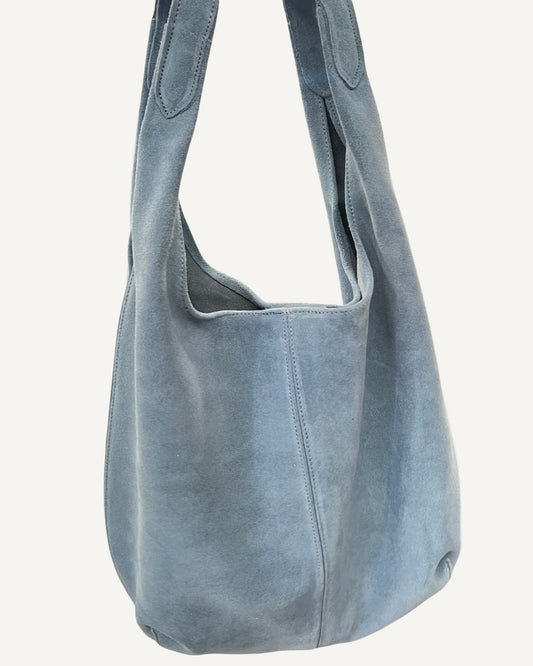Tote bag de piel de gamuza color nube