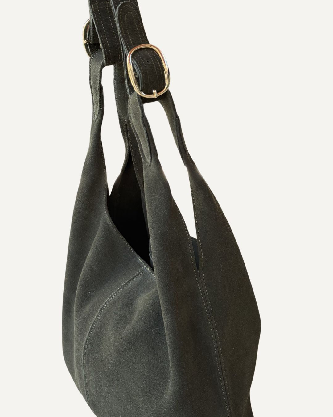 Tote bag de piel de gamuza verde olivo