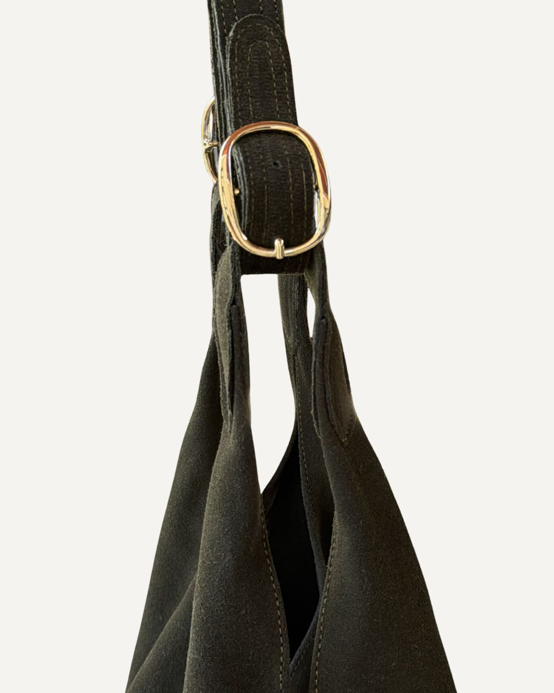 Tote bag de piel de gamuza verde olivo