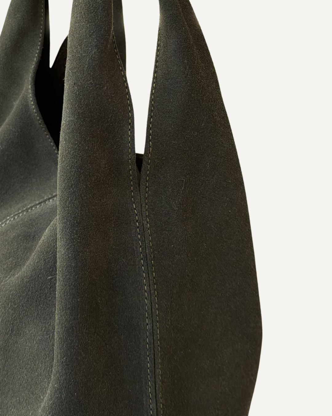 Tote bag de piel de gamuza verde olivo