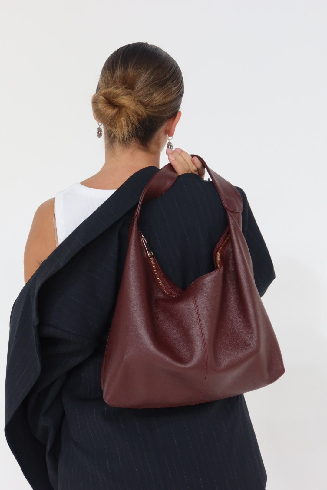 Bolsa Zip de Piel vino