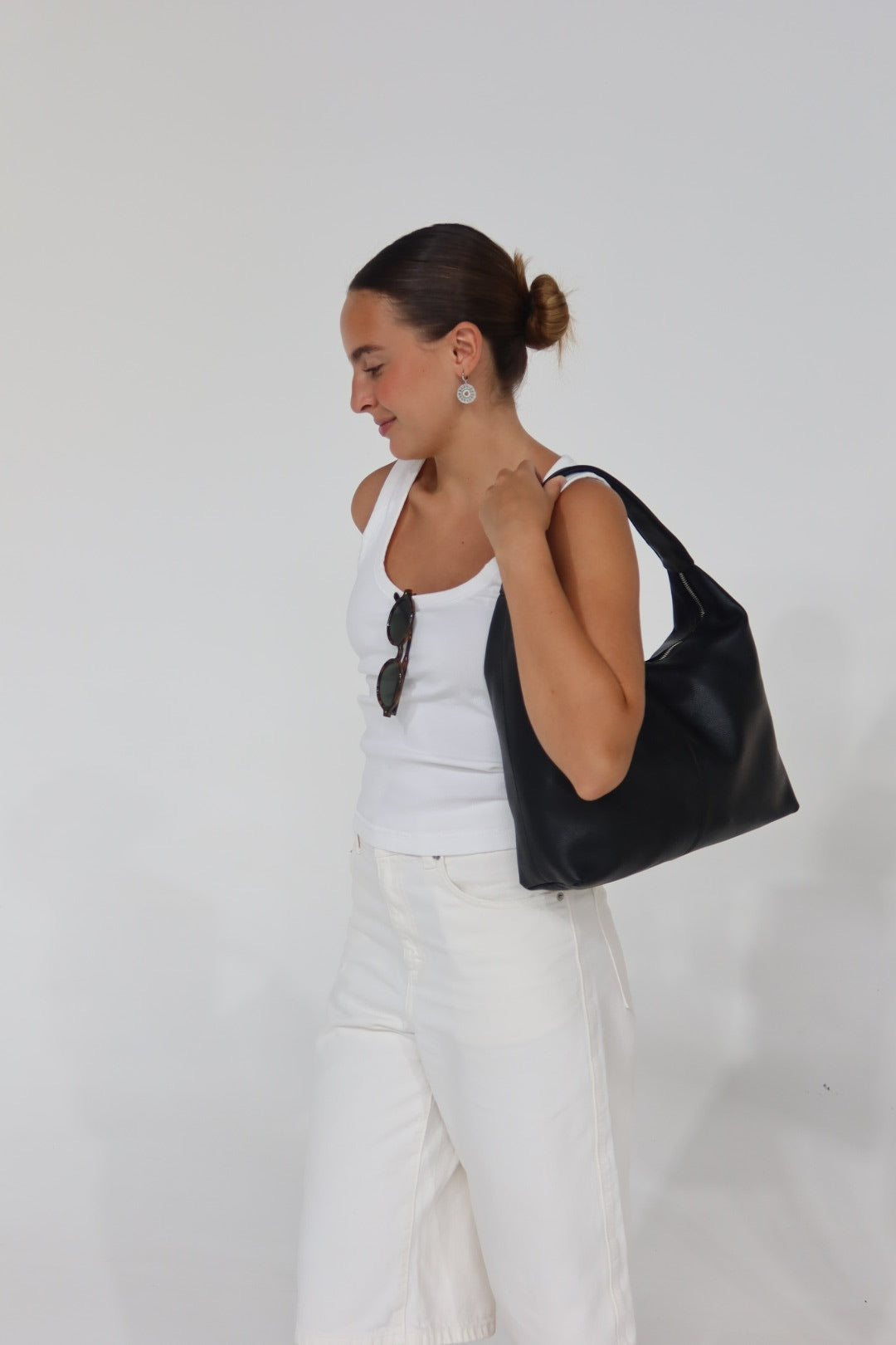 Bolsa Zip de piel negro